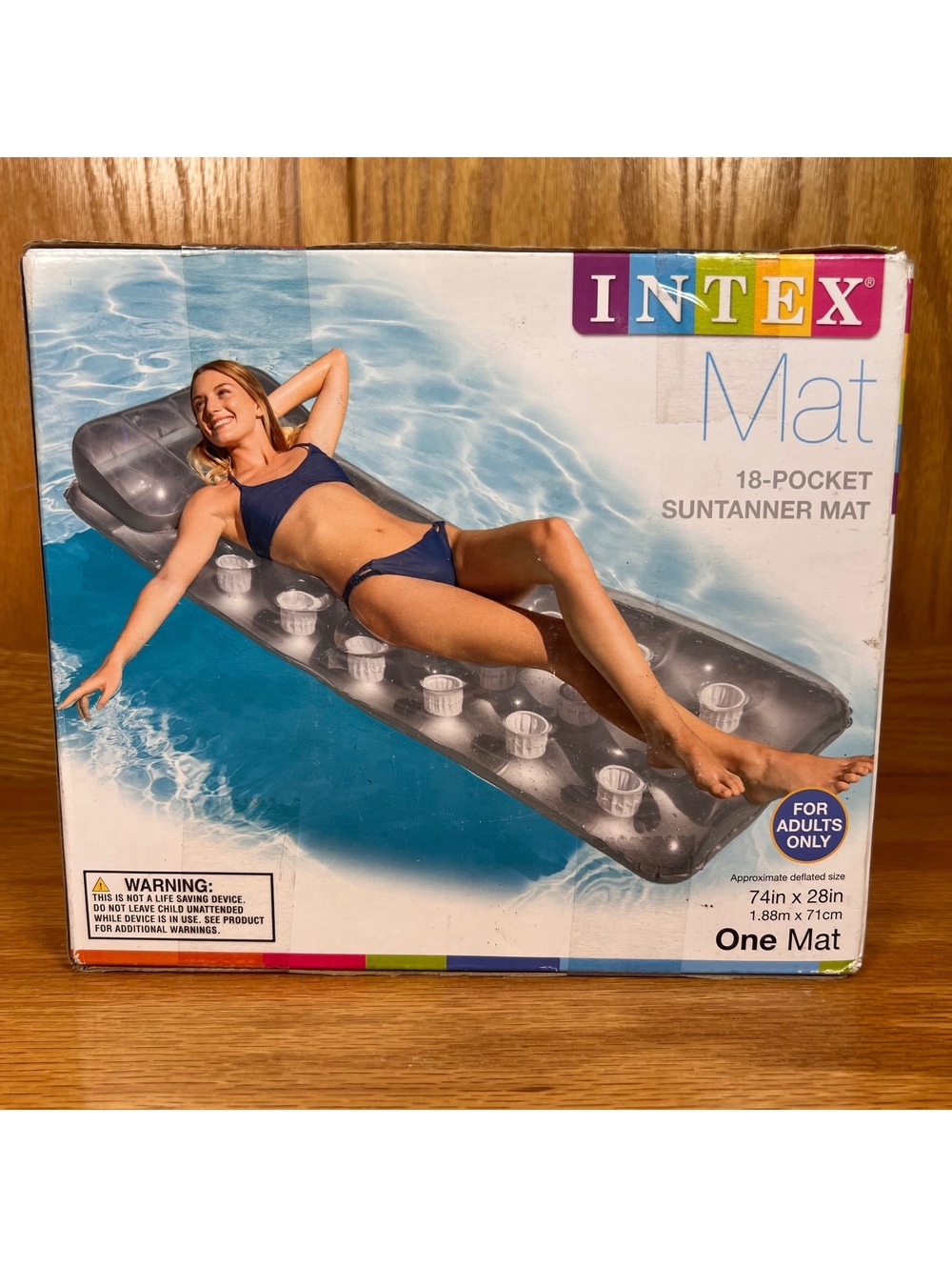Intex 18-Pocket Suntanner Mat Inflatable Pool Float with Pillow New in Box